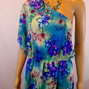 Julia Blue Floral Print Top